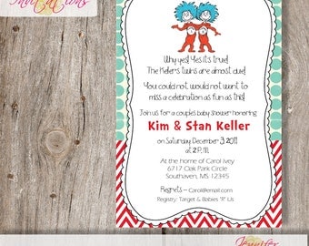 Thing 1 and Thing 2 Baby Shower Invitation......DIY Printable......or add a printing package