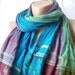 Turquoise Blue, Dark Red, Blue, Teal green mixcolor Long Scarf, Shawl