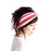 SALE Tie Up Headscarf Raspberry and Oatmeal Stripe