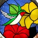 Stained Glass Hummingbird Suncatcher Red Yellow Flowers