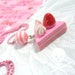 PIECE OF CAKE - Sugary Sweet Strawberry Cake Charm with Striped Lucite Bead