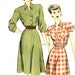 1940s Dress Pattern - Hollywood 1889 - Dropped Shoulder Yolk - Flared Skirt - Size 20