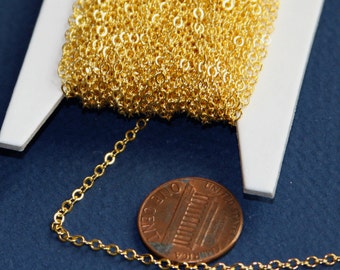 32 ft spool of gold Plated chain 2mm tiny flat solder cable chain