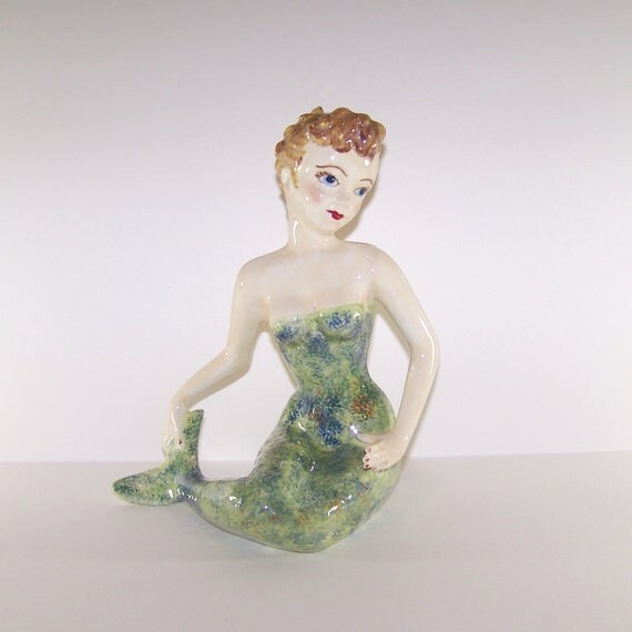 Vintage California Pottery Large Mermaid Figurine
