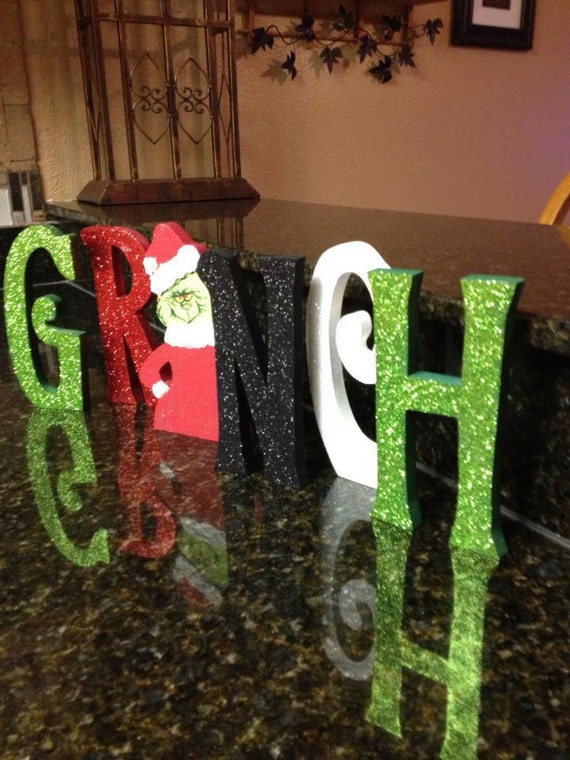 Glittered Grinch Letter Set