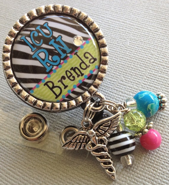 Items similar to RN Nurse ID Badge Reel Personalized Name Silver