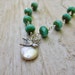 Silver Bird Beaded Necklace - Turquoise czech glass, Bird Charm, Coin Pearl, Turquoise Blue, Mint Green