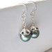 Sage Green Pearl Earrings, Sterling Silver Large Freshwater Pearls