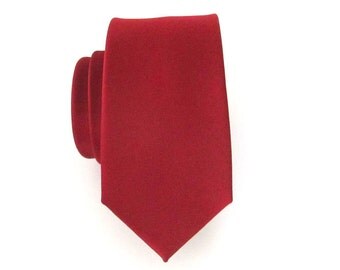 Skinny Tie. Mens Tie Maroon Skinny Necktie
