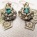 ON HOLD FOR Colleen ---Art Deco Earrings Emerald Green Jewelry Dangle Earrings Summer Fashion Rustic Brass Earrings DanielleRoseBean