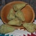 Primitive Fall Green Pears Bowl Fillers Tucks Ornies SET OF FIVE