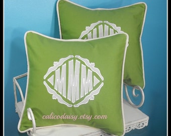 SET OF 2 - The Veronique Applique Monogrammed Pillow Cover - 18 x 18 square