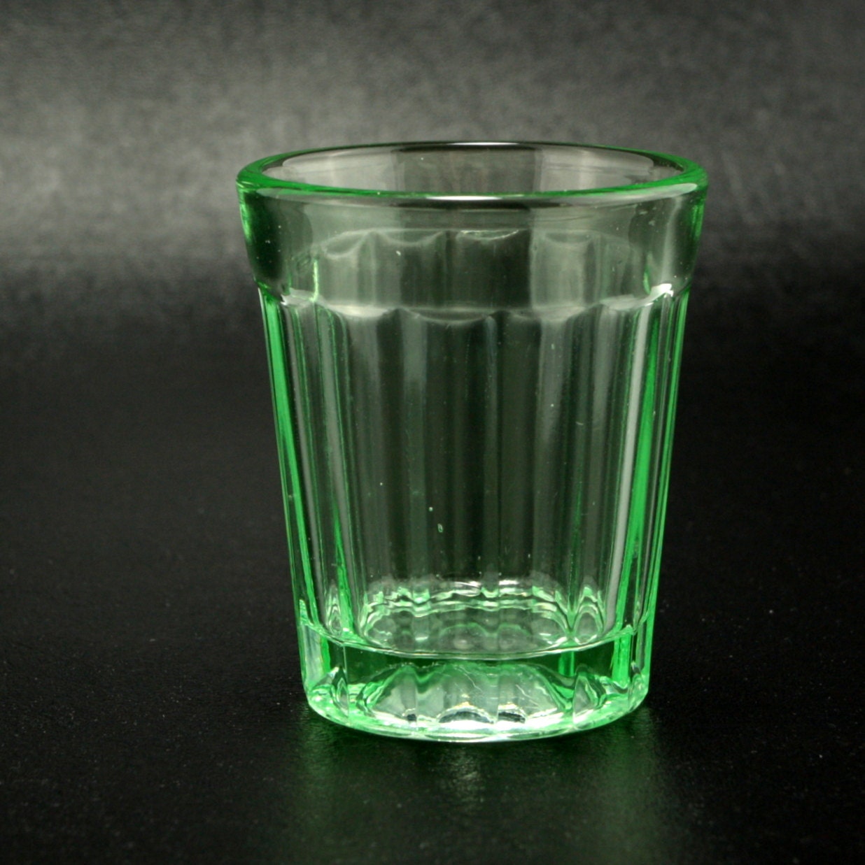 Green Depression Glass 4 oz Whiskey Tumbler Vtg by charmings