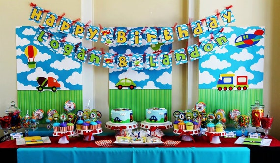 Items similar to Backdrop for transportation Birthday party on Etsy