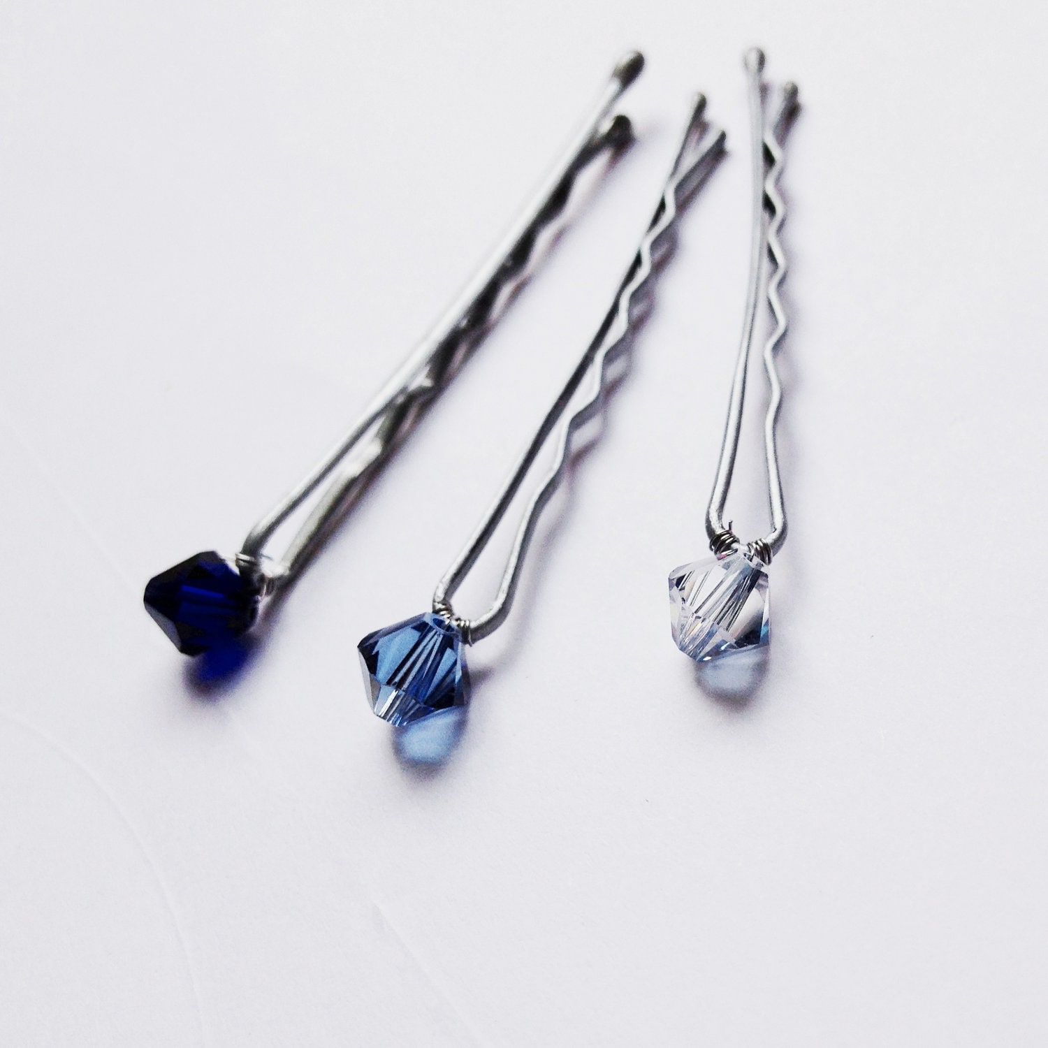 Hair Pins Blue Ombre 3 pairs / set of 6 bobby pins Denim