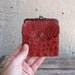 vintage c. 1960s red alligator leather wallet with kiss lock change compartment