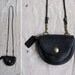 RESERVED for Beth // vintage c. 1990s black leather miniature cross body Coach purse / belt bag with removable strap