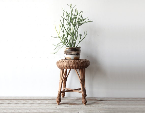 Franco Albini Style Rattan Stool or Side Table