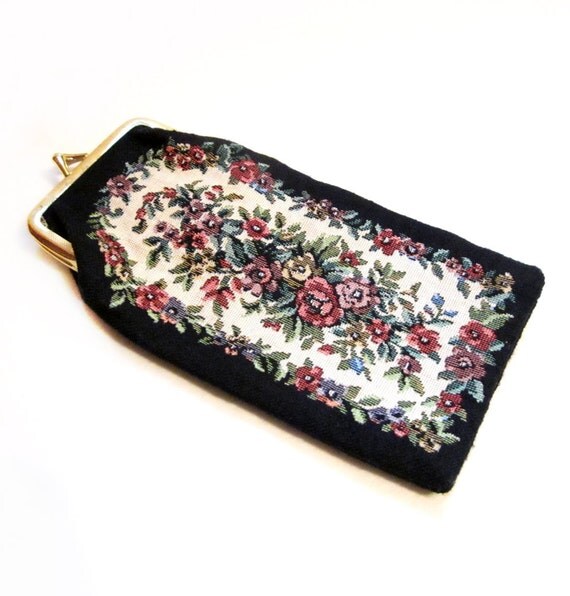 Eye Glasses Case Needlepoint Flower