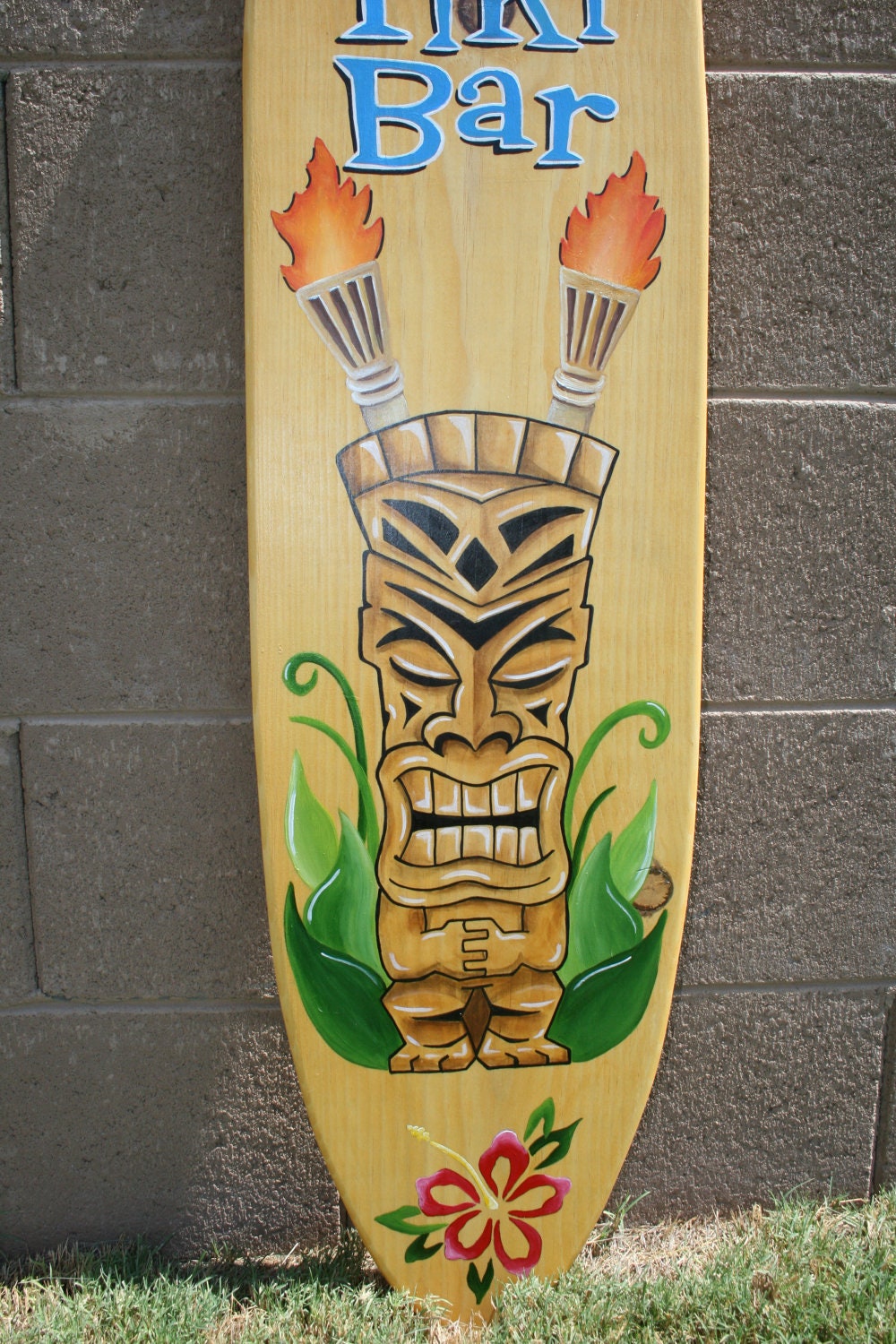 4' Surfboard wall art Tiki Bar custom painted