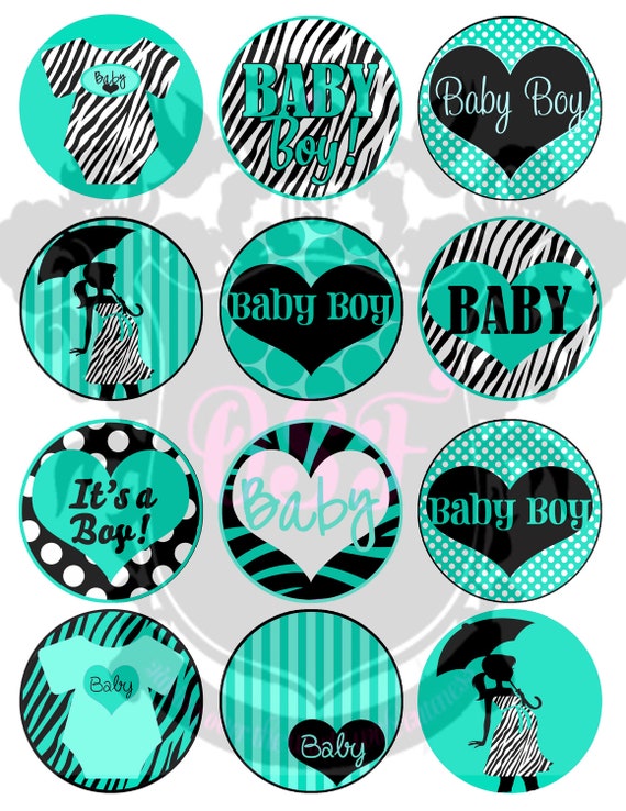 Items similar to Baby Boy Shower Cupcake Toppers Turquoise /// INSTANT