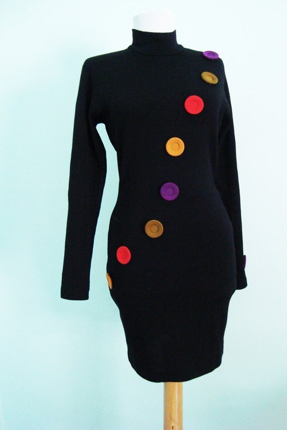 90s Party Girl Club kid BodyCon Dress black confetti polka