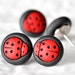 Ladybug Pushpins Red Polka Dot Garden Bug Thumbtacks in Black Polymer Clay Gift Set of 4 Fun for Summer