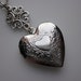 Victorian Heart Locket Necklace in Silver Finish