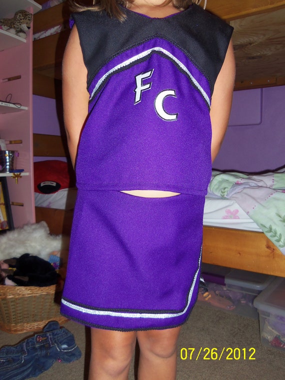 Homemade Cheerleader Costume Black and Purple size 6