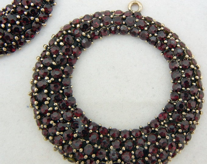 Large Deep Red Rhinestone Hoop Charms