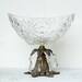 Vintage Pressed Glass and Brass Pedestal Bowl