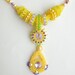 Rivoli Crystal Beadwoven Necklace Yellow Purple Unique Beaded Beadwork Beadweaving Jewelry August Sun