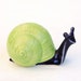 Snail Garden Sculpture in Stoneware with Lime Green and Blue Violet Glaze (small)