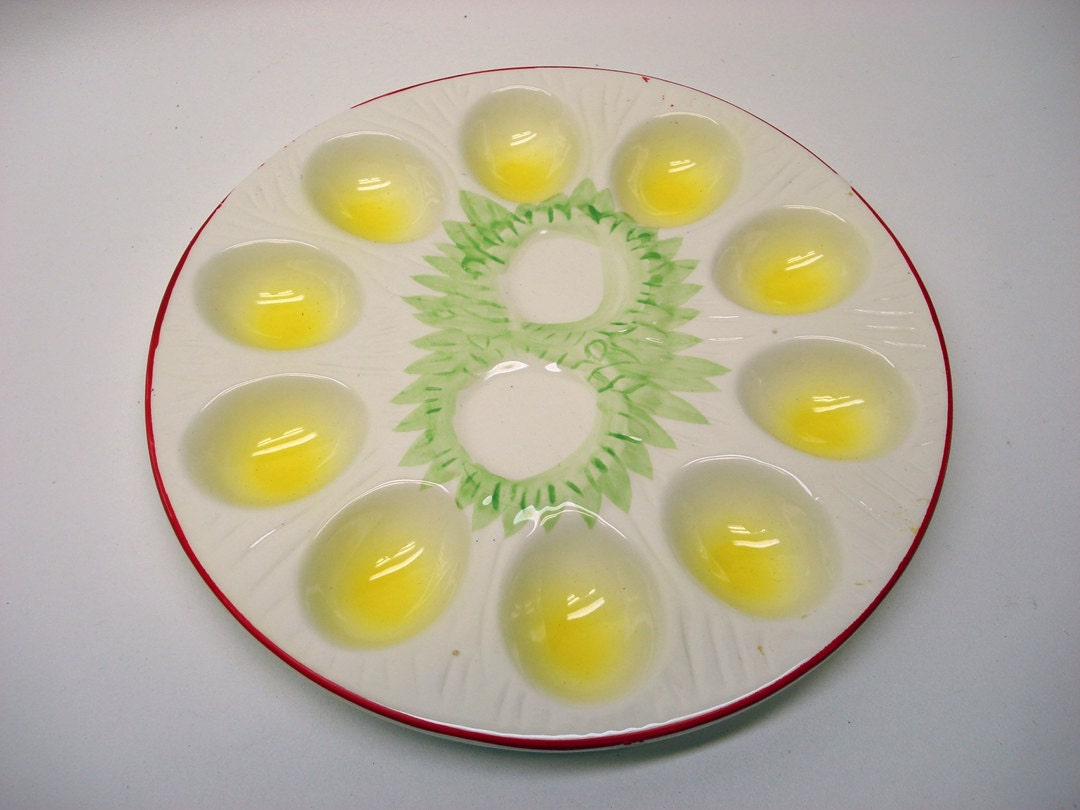 Deviled egg plate with salt and pepper shakers