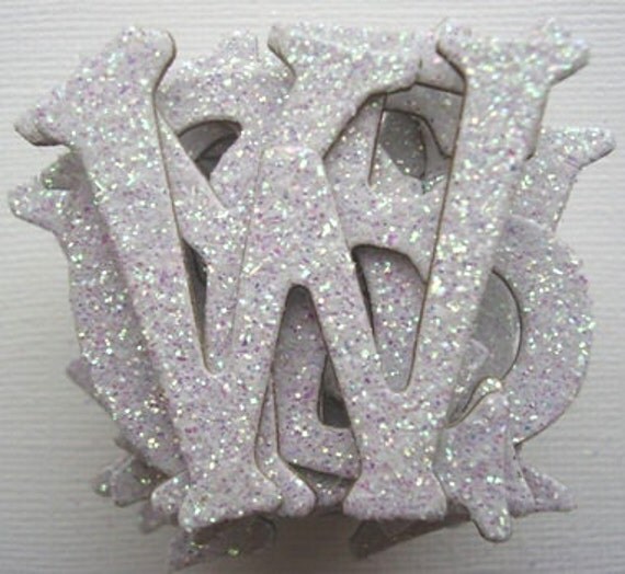 WHITE GLiTTER Chipboard Letters Alphabet Die Cuts 1.5