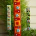 Garden Art - Outdoor Decor - Red Orange Yellow Blue Fused Glass Stake - Home Decor