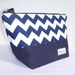 Insulated Lunch Bag Tote Eco Friendly Zip Navy Blue Chevron Lunch Bag by BonTons