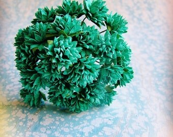 Teal blue green Dahlias Vintage style Millinery Flower Bouquet - for decorating, gift wrapping, weddings, party supply, holiday