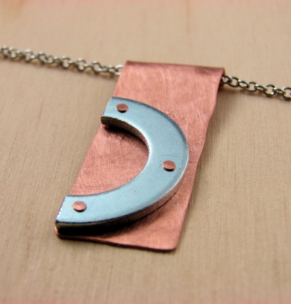 Items similar to Copper Necklace Pendant Hardware Contemporary Jewelry