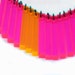Neon Pink Orange Bib Necklace - Day Glo Fushia and Tangerine Fringe - Vintage Lucite Long Rectangle Drops - Geometric