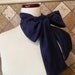 Women's Bow Tie, Ascot, Navy Blue - Head Scarf - Headband, Turban, Hair Wrap - Belt - Neck Bow - Sash - 4 in 1