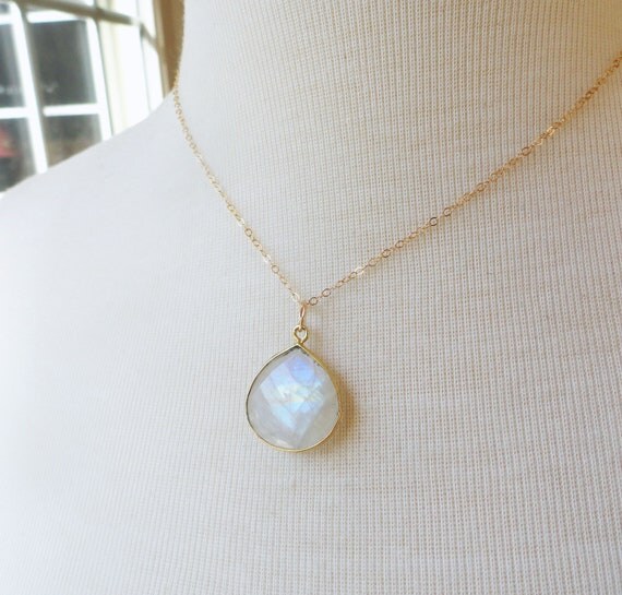 moonstone jewelry LARGE moonstone pendant necklace Blue