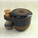 Hand Decorated Lidded Shaving Mug in Dark Amber