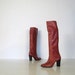 Vintage High Heel Boots / Riding Boots / 1970s Boots / Whiskey Leather / 8 B