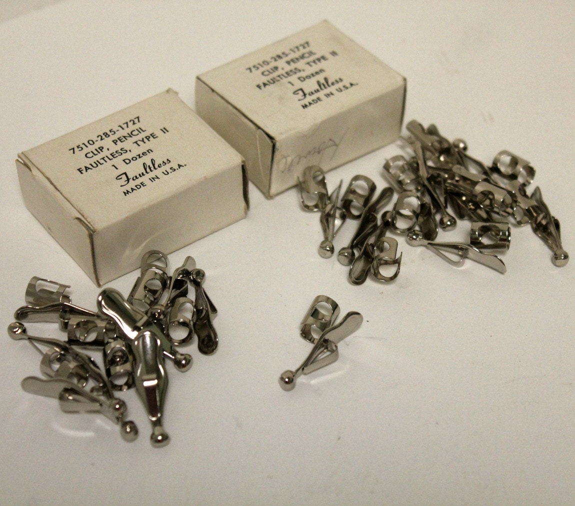 21 Vintage Faultless Pencil Clips in Original Box Office