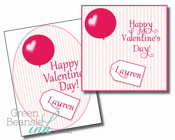 VALENTINE BALLOONS Printable Favor Tags - Pink and Red Il_570xn