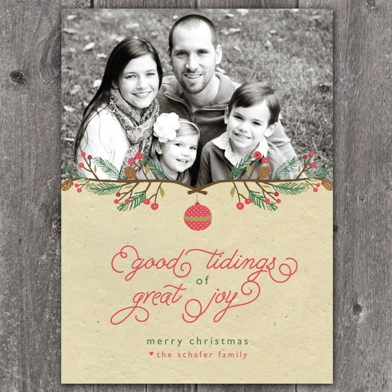 Good Tidings - DIGITAL Custom Christmas Holiday Photo Card Il_570xn