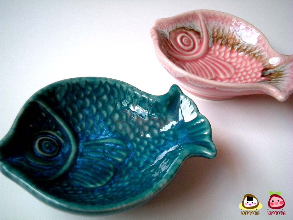 Blue Dark Green Ceramic Fish Plate ceramic bowl ceramic