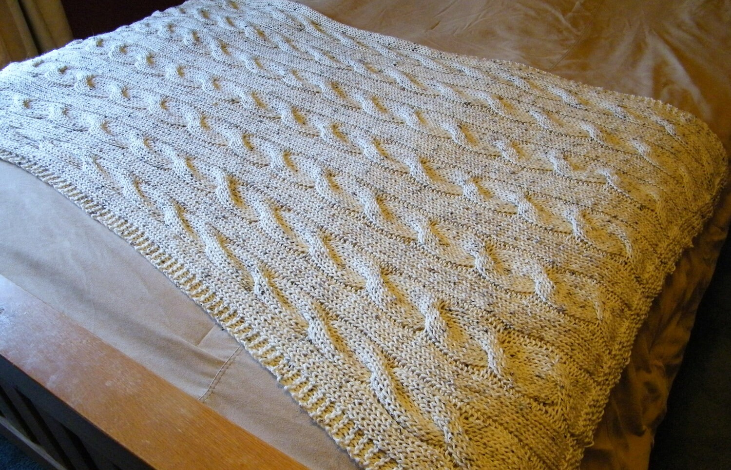 Knit Cable Blanket Throw Hand Knit Lap Blanket by LewisKnits