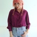 Plumb Maroon Silk Button Down Blouse Shirt - Vintage 80s - MEDIUM M